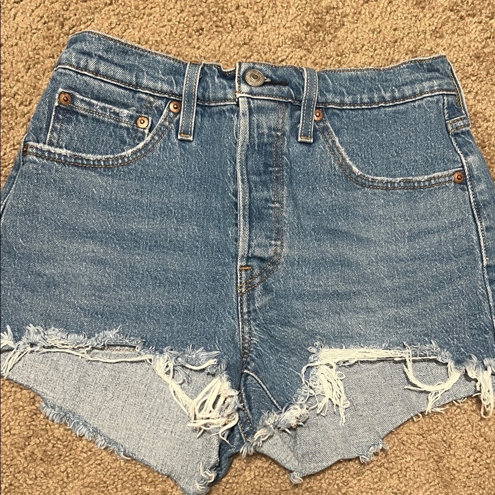 Levi's Blue Distressed Jean Shorts